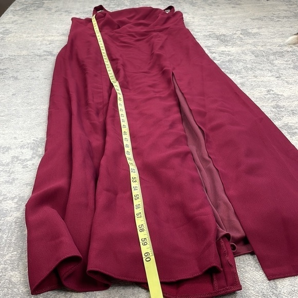 NWT Dessy Collection High Halter Neck Open Back Crepe Gown Dress Burgundy Sz 18 - Picture 8 of 11